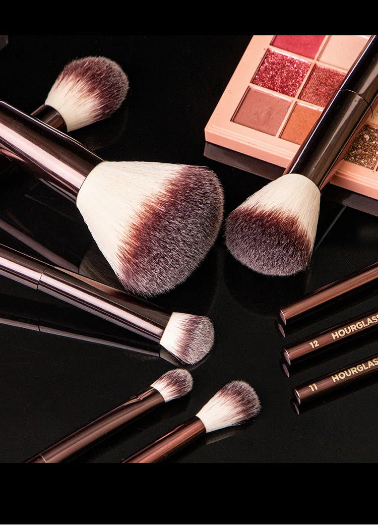 HOURGLASS Full Set Makeup Brushes - Powder Blush Foundation Eyeshadow Concealer Lip Brush - Cosmetic Brush Kit for Face And Eyes