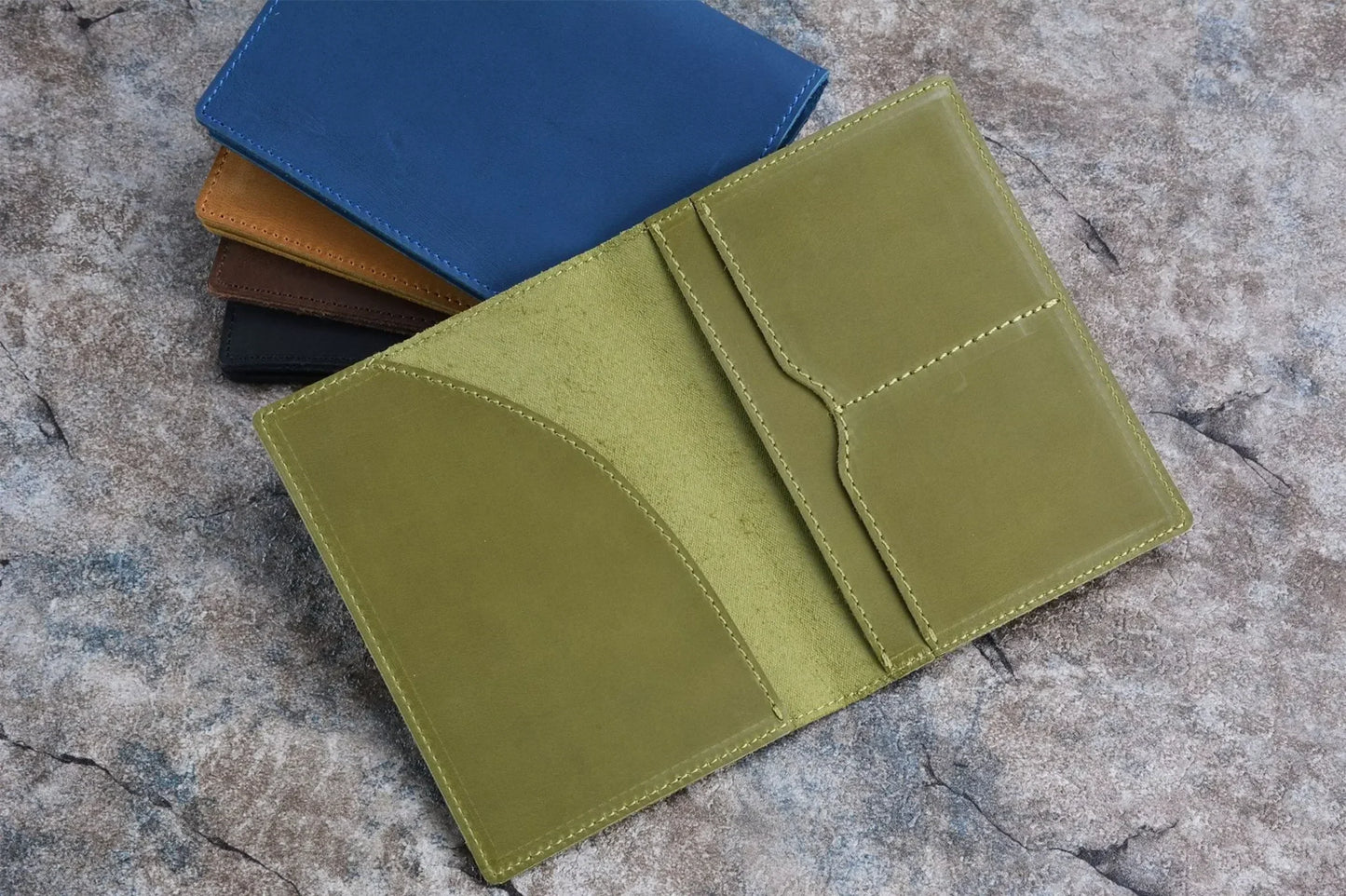 Leather Passport Holder for Travel Essentials, Slim Passport Cover Case Travel Wallet Bifold Credit Card Bag for Women Men