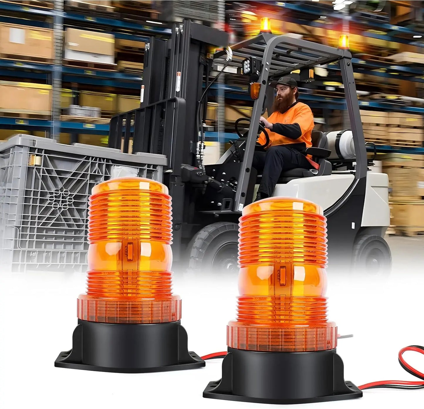 Yellow LED Strobe Lights for Forklift Golf Car Trucks Tractor Roof Warning Signal Flasher Lamp Emergency Flashing Safety Beacon