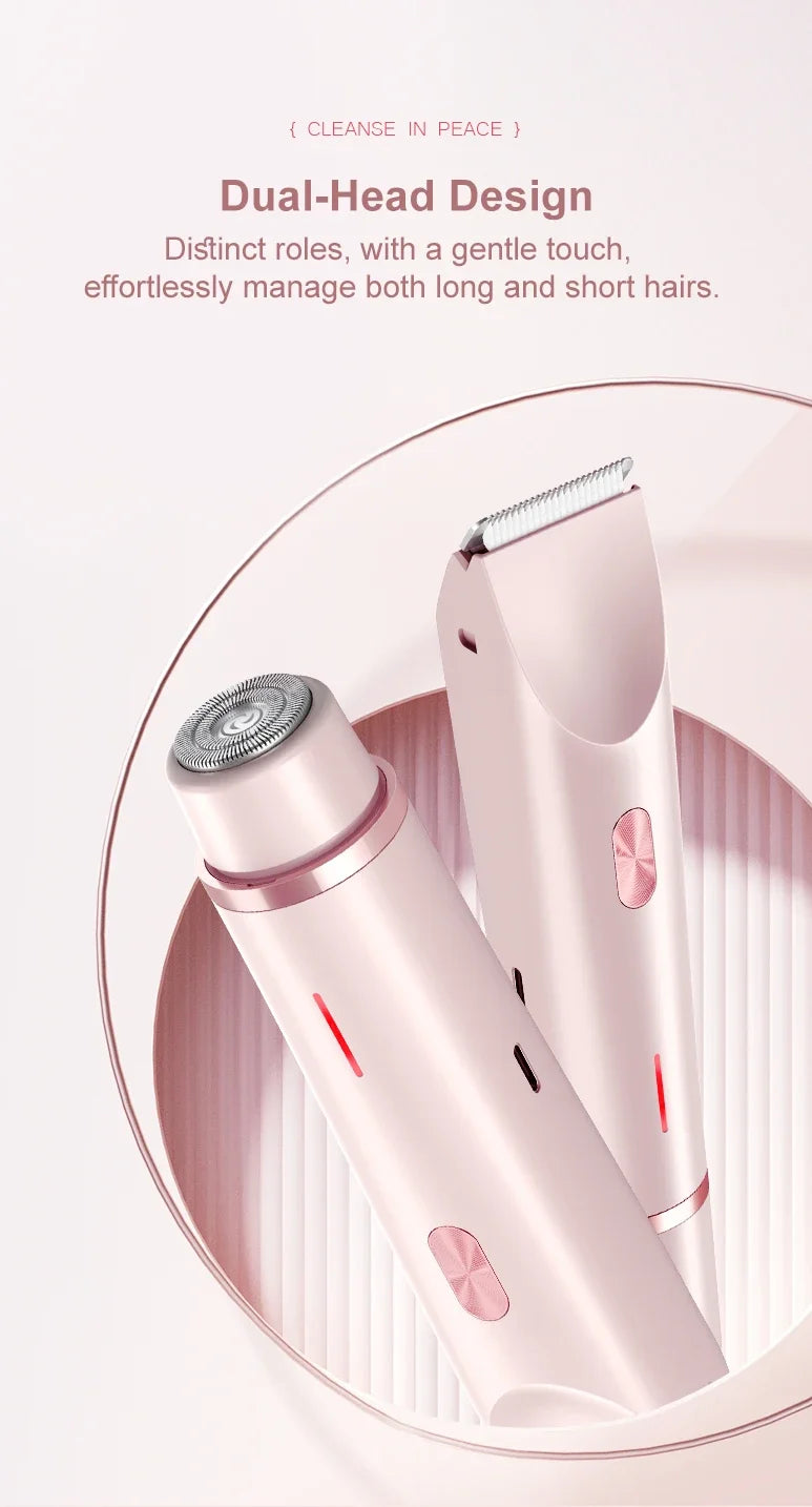 1PC Dual Head Hair Trimmer Women Electric Razors Rechargeable Wet Dry Painless Shaer Machine Hair Remoer For Body Private Areas
