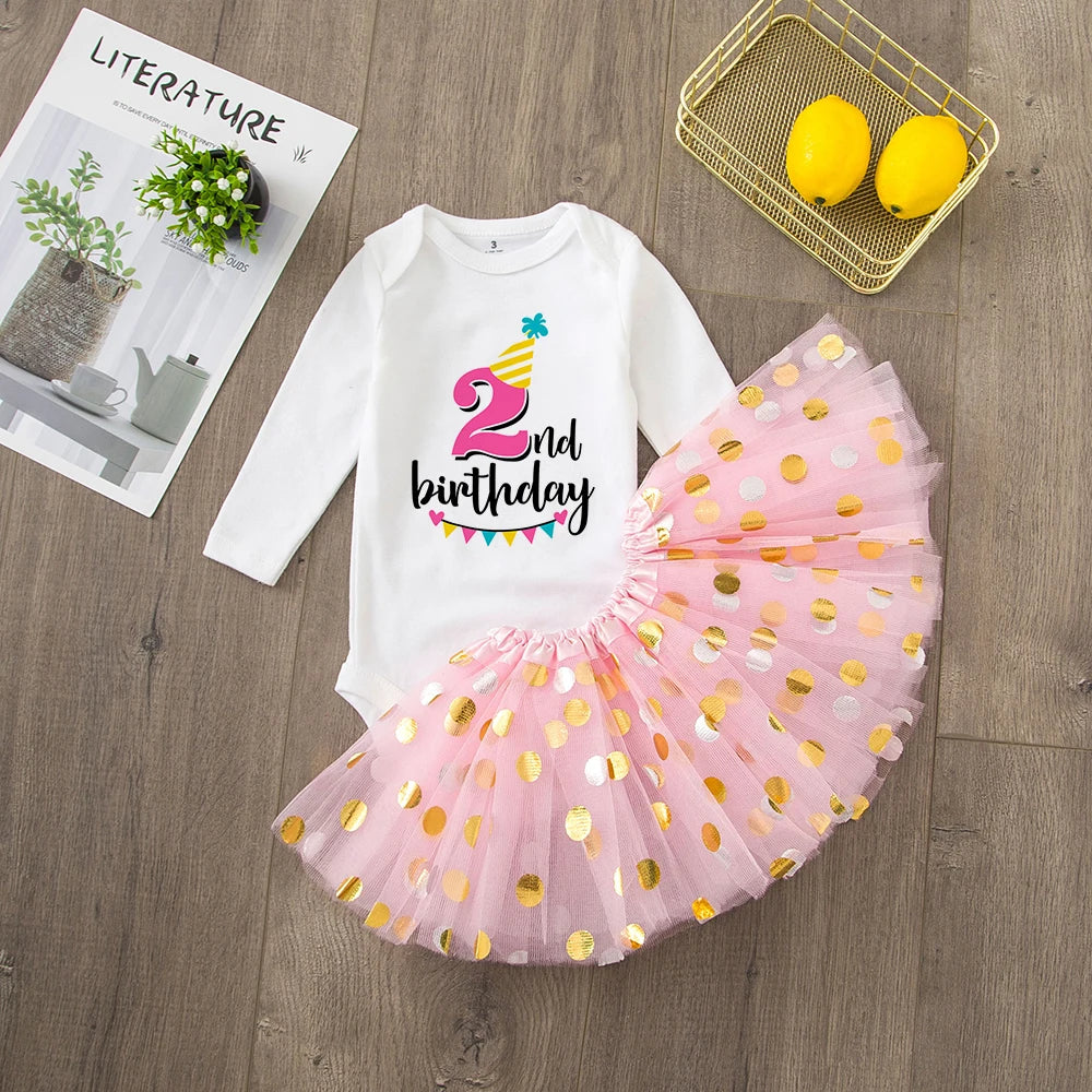 Baby Girl's 1st Birthday Outfit Birthday Tutu Girls Dress Set Newborn Infant Baby Girls 1st Birthday Dress Birthday Party Cotume