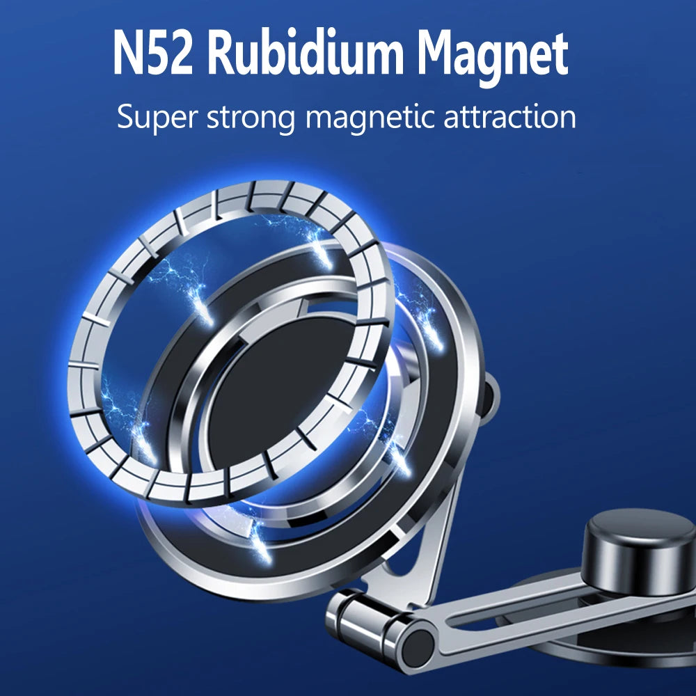 Magnetic Car Phone Holder Adjustable Foldable Telescopic Strong Magnetic GPS Mount Support for IPhone 14 13 12 MagSafe Charger