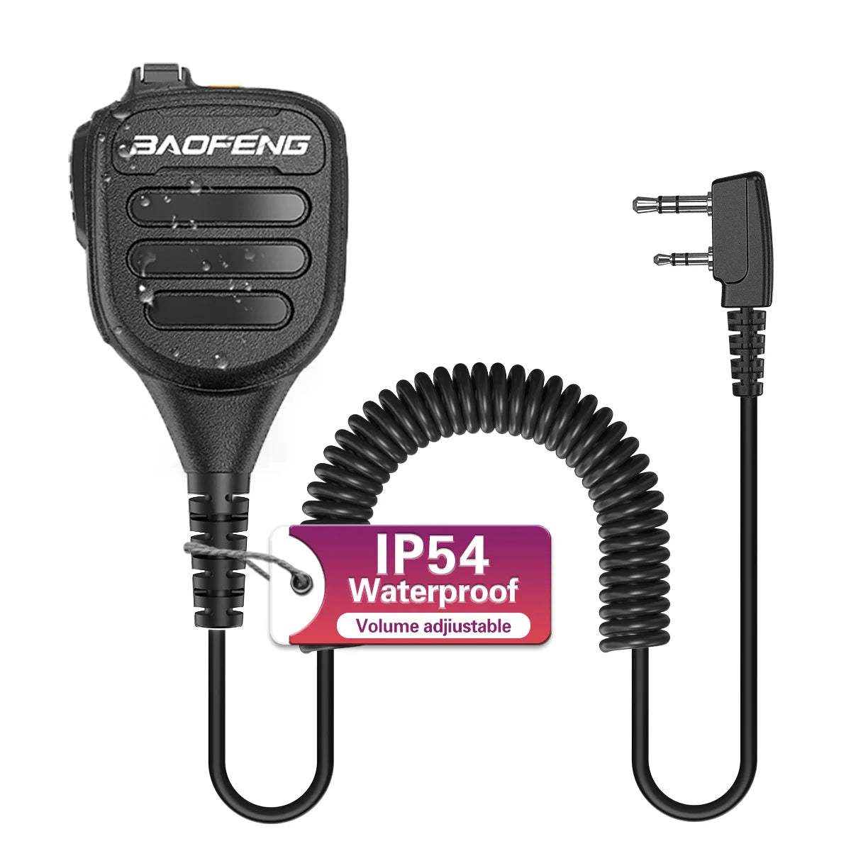 Baofeng BF-850 IP54 Waterproof Walkie Talkie Speaker Mic Volume Adjustable High Clear Sound For UV-5R BF-888S AR-152 PRO Radio