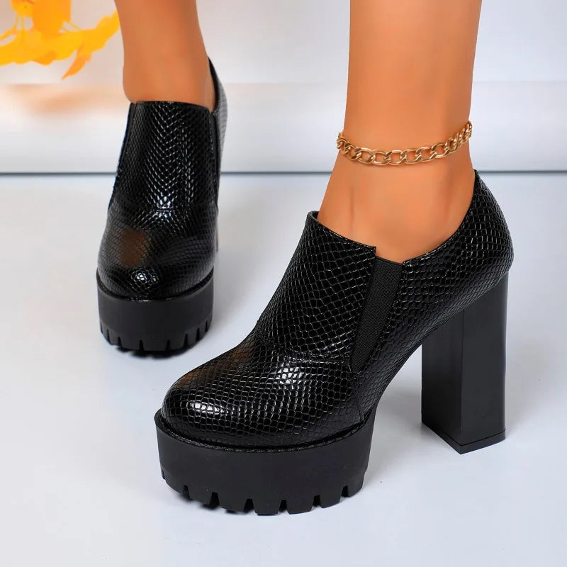 Ladies Shoes 2025 New Brand Slip-on Women's High Heels Hot Sale Round Toe Party Pumps Plus Size Super High Shoes for Women