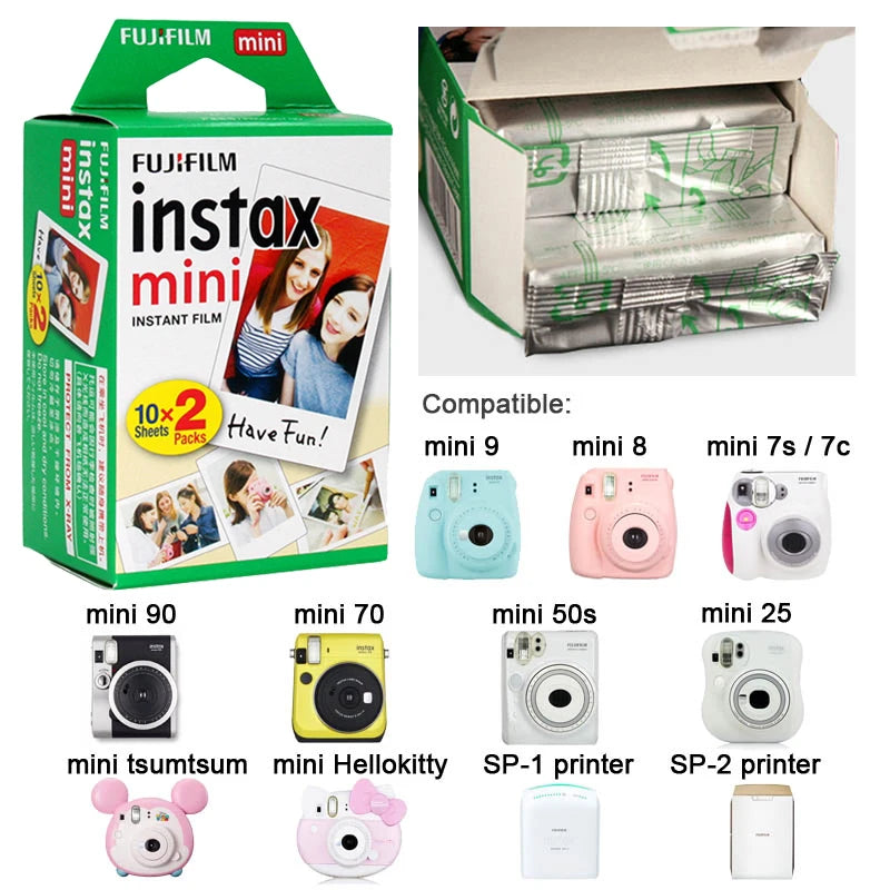 10/20/40/80/200 Sheets Fujifilm instax Mini 11 12  9 7+ 90 3 Inch White Edge Films For Instant Mini Camera 25 50s 90 Photo Paper