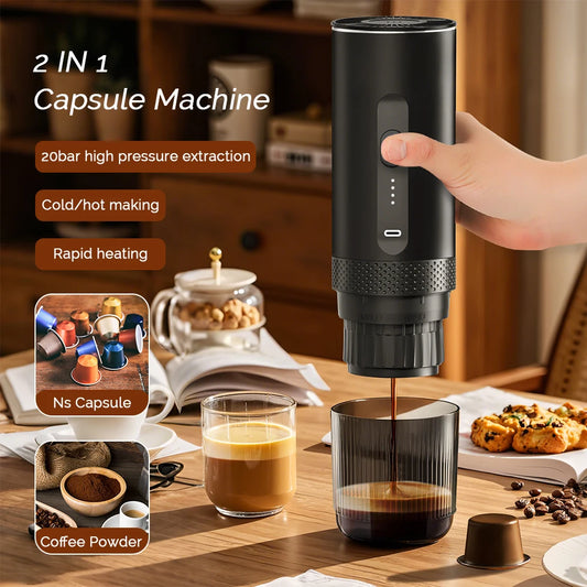 3-in-1 Portable Capsule Coffee Machine Wireless Espresso Coffee Maker Coffee Machine Travel Home Use Automatic Coffee Maker
