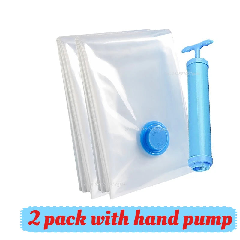 Vacuum Bag for Clothes, Air Vacuum Bag with Pump, Travel Essentials, Space Saver Bags for Comforters Blankets Storage Organizer