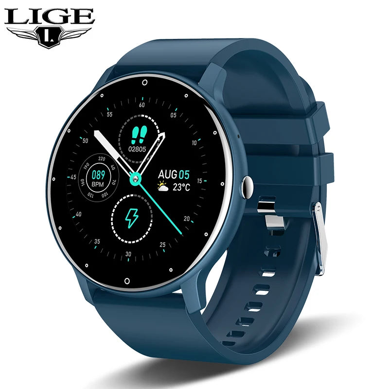 LIGE 2025 New IP68 Waterproof Sport Fitness Tracker Smart Watch Full Touch Screen Bluetooth Call Smartwatch for Men Women