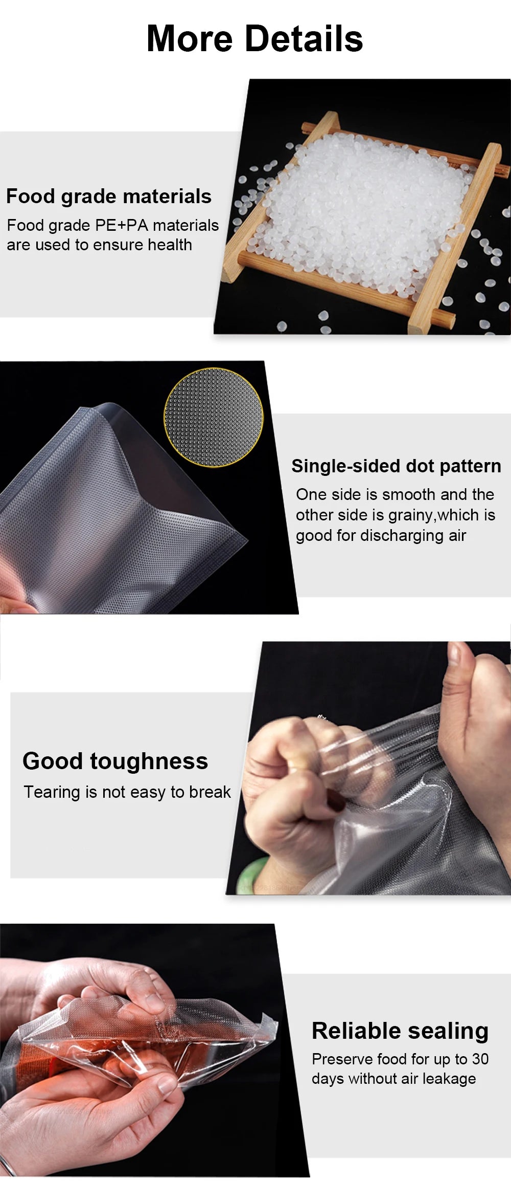 Food Vacuum Storage Packaging Bags for Vacuum Sealer Meat Fruit Vegetable Vacuum Packaging Bags 12/15/20/25/30cm 500cm/roll