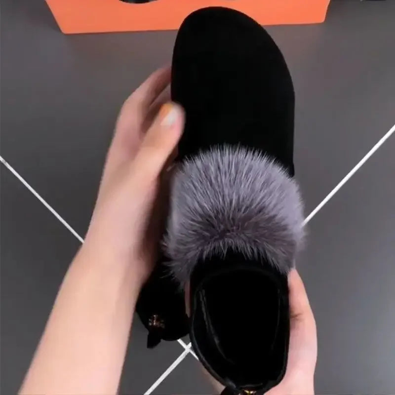 Shoes for Women 2024 Winter Plush Warm Women's Boots Low Heel Non-slip Commuter Office Ladies Shoes Fashion Zipper Short Boots