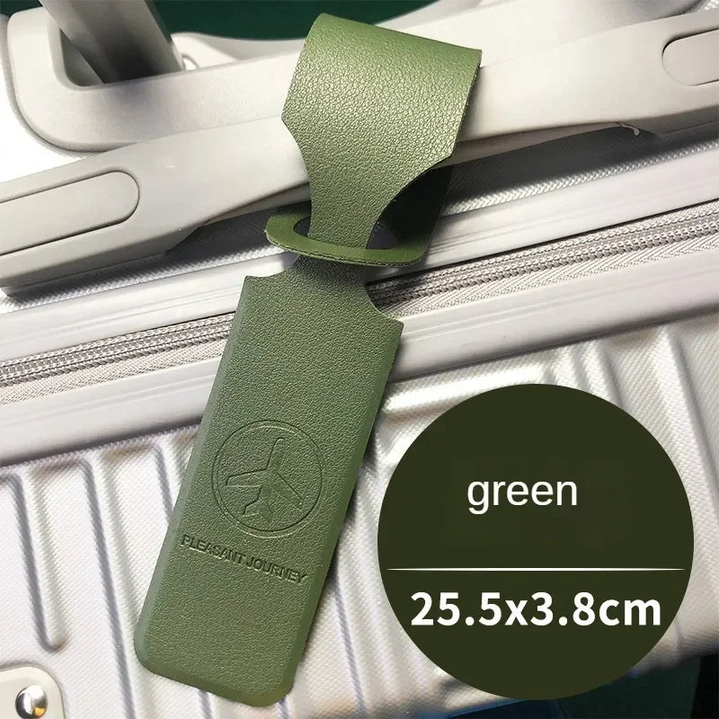 Men Women Yellow PU Leather Luggage Tag Portable Suitcase Identifier Label Baggage Boarding Bag Tag Holder Travel Accessories