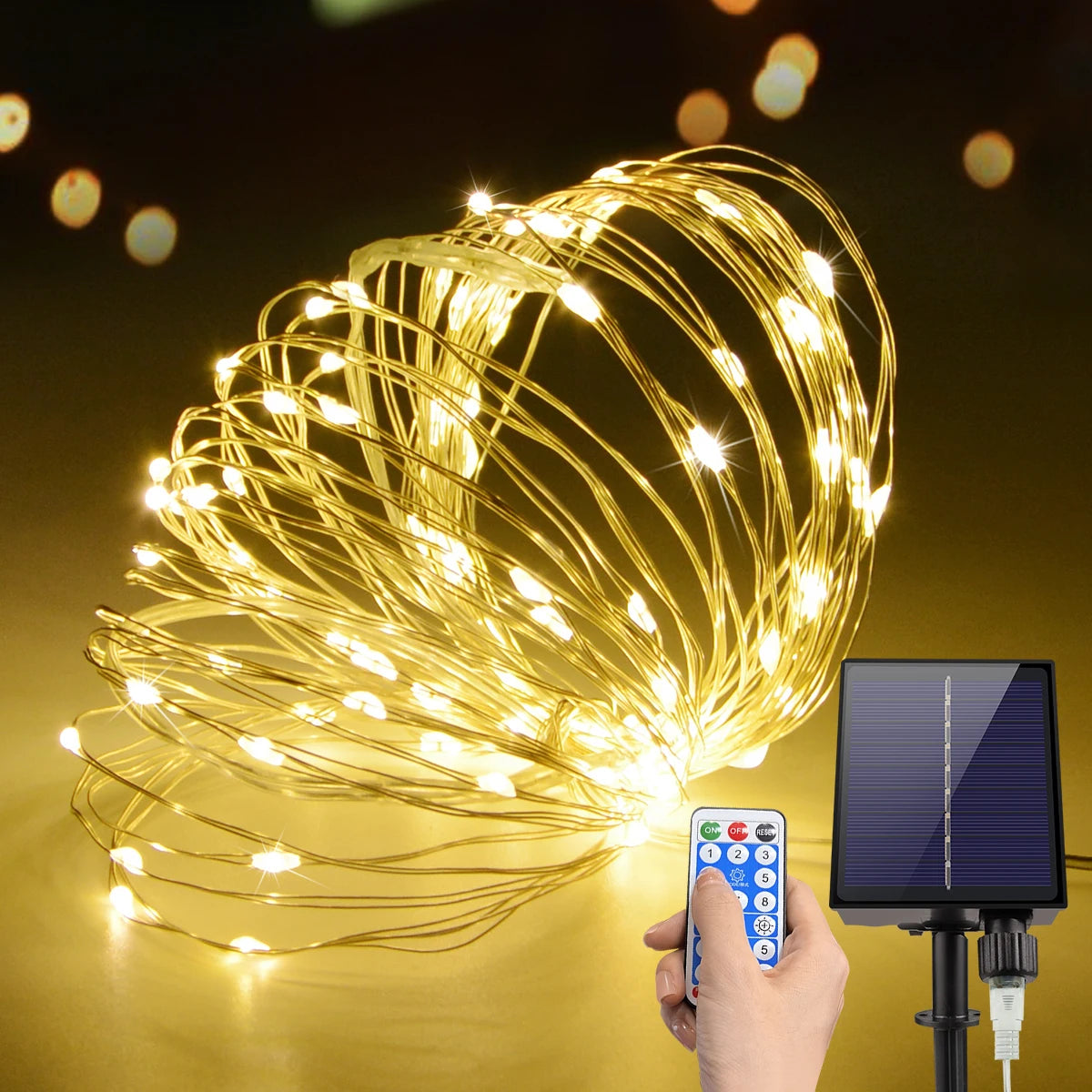 LED Strip Solar In-Ground Copper Lights Solar Garden Light Outdoor Waterproof Landscape Lighting for Yard Patio Holiday Decor