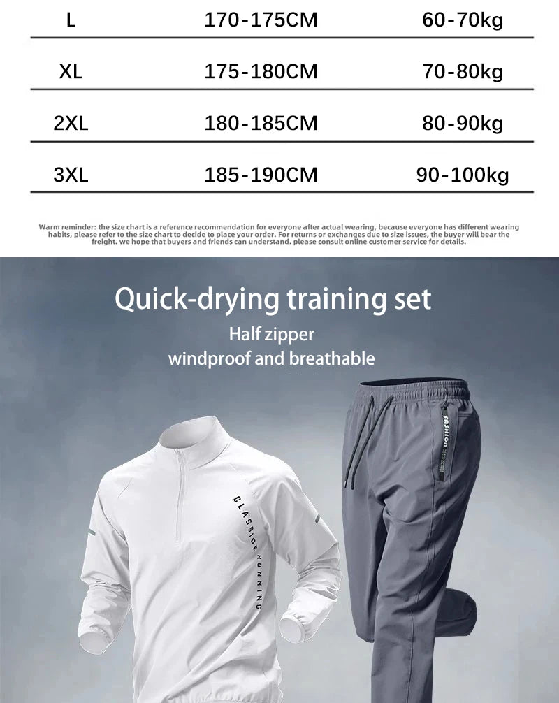 Men's Fall Running Tracksuit Casual Outdoor Quick-Dry Running Clothes for Autumn Spring Ideal Gym Track Field Sports Training