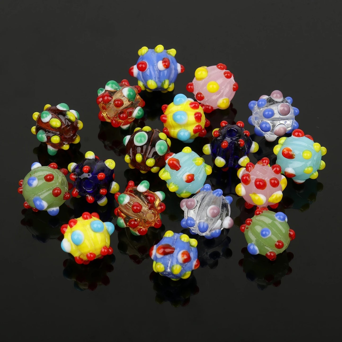 10mm Multicolor Murano Pumpkin Spot Lampwork Glass Loose Spacer Large Beads For Jewerly Making Diy Bracelet Earring Accessories
