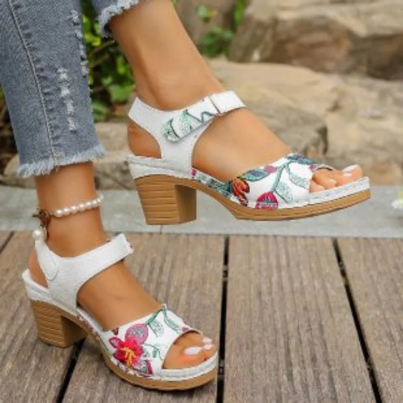 Ladies Shoes 2024 Fashion Summer Women's Sandals Outdoor Mixed Colors Open Toe Chunky Heels Large Size 43 Rome Sandals Women
