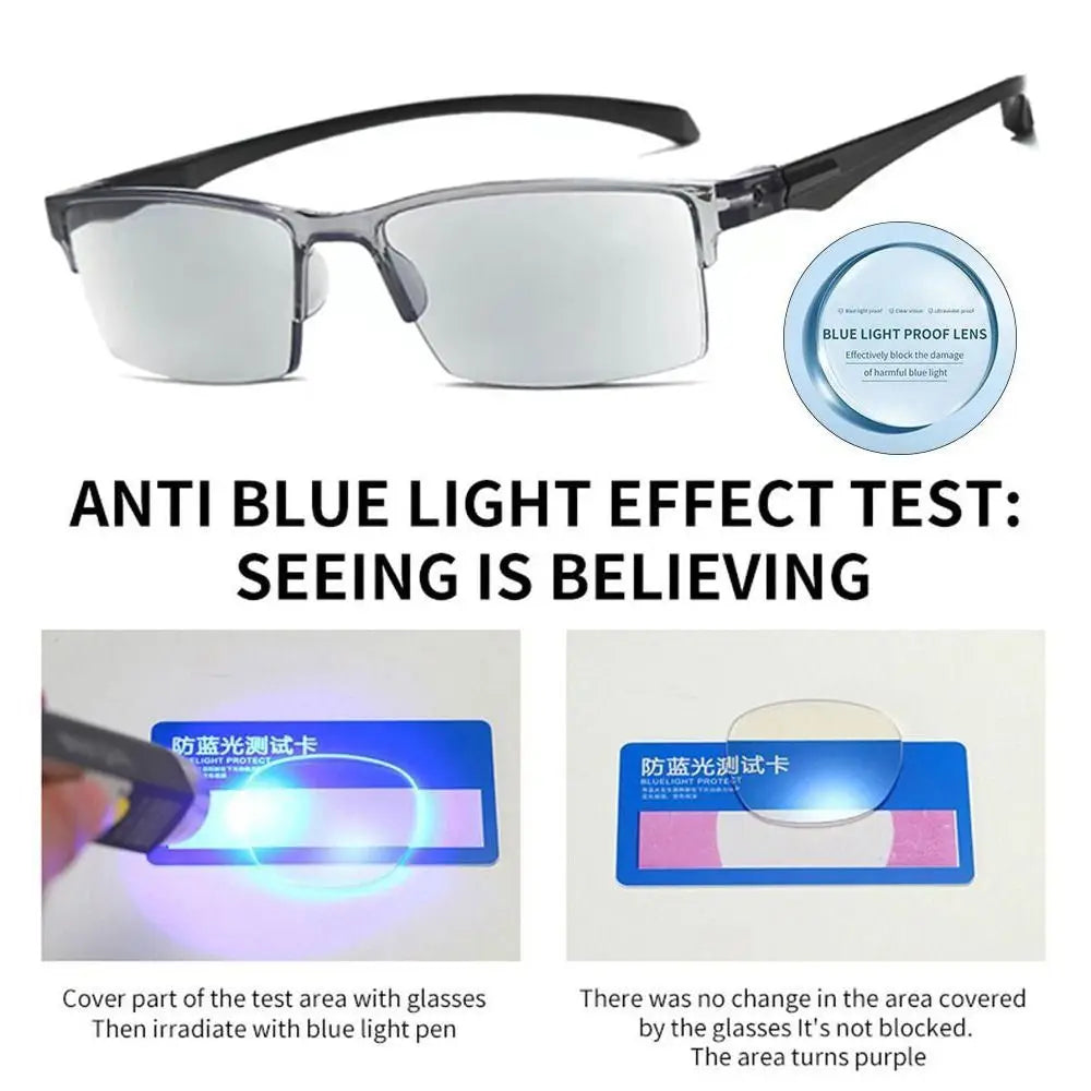 Anti Blue Ray Reading Glasses Smart Automatic Zoom Hyperopia Eyeglasses Autofocus Power Half-Rim Near Far Computer Eyewear