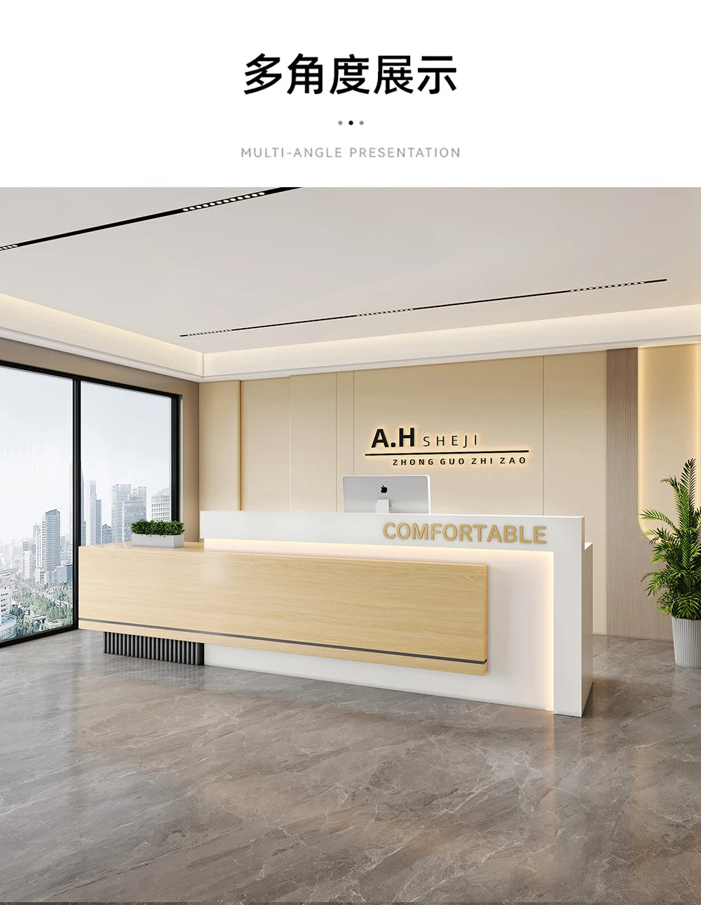 Luxury European Reception Desks Trendy Simple Unique Reception Desk Quality Elegant Comptoir Magasin Commercial Furniture