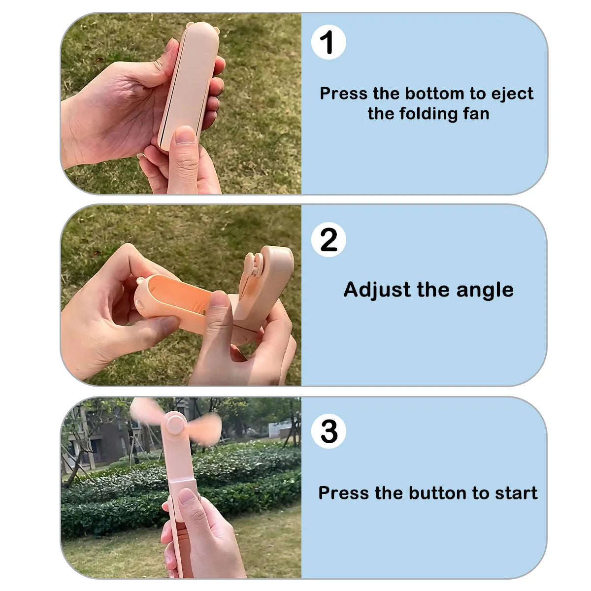 Super Mini Handheld Fan USB Rechargeable Fan 3-speed Adjustable Suitable Portable Camping Small Fans for Travel Outdoor Use