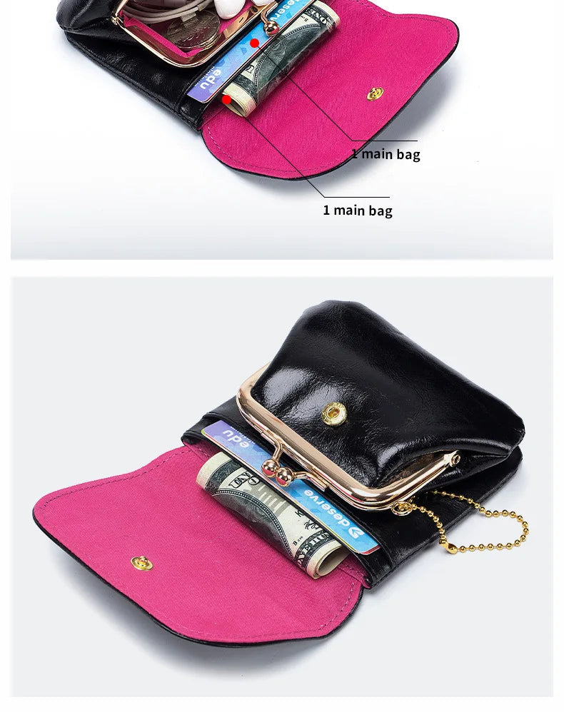 New Cowhide Wallets for Women Female Genuine Leather Purses Fashion Large Capacity Cute Wallet Money Bag Small Coin Card Holders