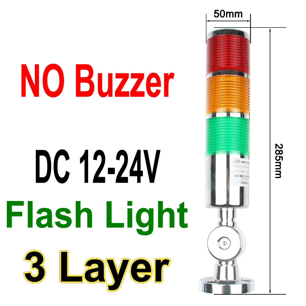 1-3 color LTA Vertical Industrial Multilayer Stack light Lamp Signal Tower Alarm caution light Flash Industrial Tower LED Silver