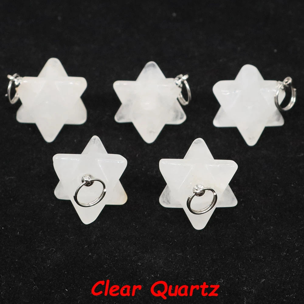 13mm Merkaba Star Pendant Natural Hexagram Stone Necklace Reiki Healing Crystal Wiccan Energy Gemston For DIY Jewelry Home Decor