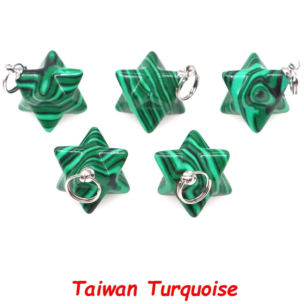 13mm Merkaba Star Pendant Natural Hexagram Stone Necklace Reiki Healing Crystal Wiccan Energy Gemston For DIY Jewelry Home Decor