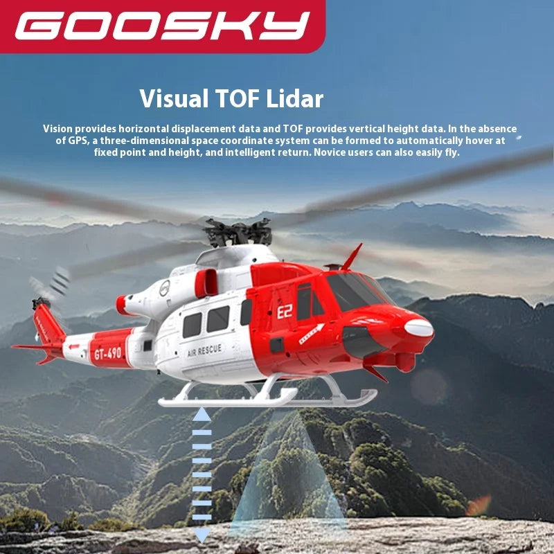 2025 New 1:35 Goosky E2 Remote-Controlled Helicopter Gps Intelligent Drone Resembling Real Uh-1y Helicopter