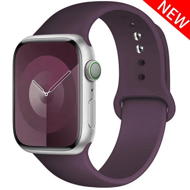 Original Silicone Strap For Apple Watch Band 44mm 38-40 42-46 41-45 46MM 49 mm Bracelet iwatch Serie 10 9 7 4 5 6 8 SE Ultra 2 3