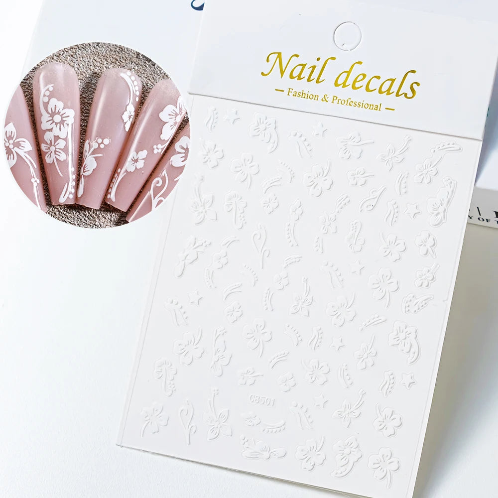 1Pc 3D Lavendar Flowers Stickers for Nails Spring Sakura Floral Leaves Self-Adhesive Sliders Decals Art Manicure for Decoration