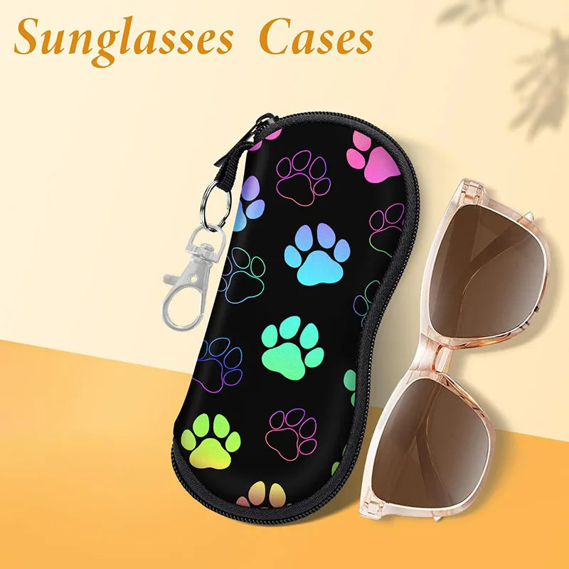 Portable Zipper Soft Glasses Case With Carabiner Sunglasses Case Zipper Eyeglass Pouch Glasses Protective Shell Bag 2 Style