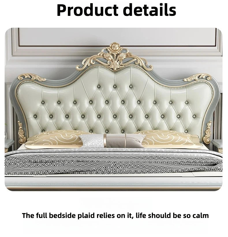 Vintage Modern Bed Multifonction Nordic Unique Queen French Bed Lounge Woode Headboard Camas Matrimonial Bedroom Furniture