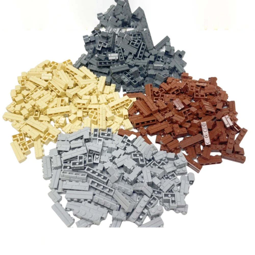 120PCS Random Striped Bricks MOC Building Blocks Toys Palace Castle Creative Figures Military City House Wall DIY Parts