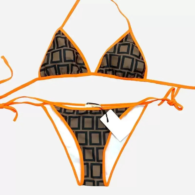 2025 Summer New Women's Outdoor Beach Swimsuit Sexy Hanging Neck Strap Split Bikini