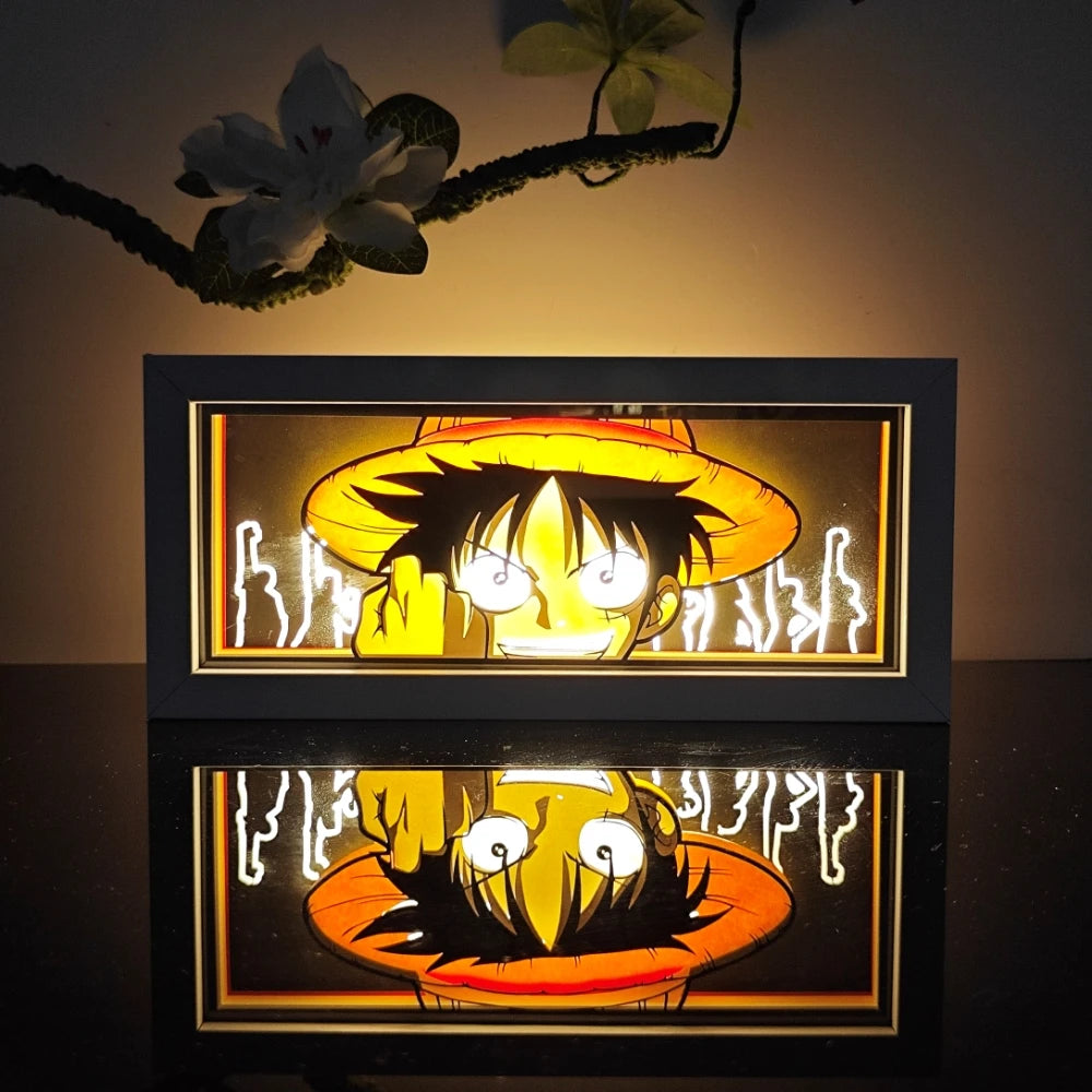Anime Light Box Paper Cut Shadow Lightbox Wood Frame Nightlight for Child Bedroom Decor Led Night Light 3d Desk Lamp Gifts