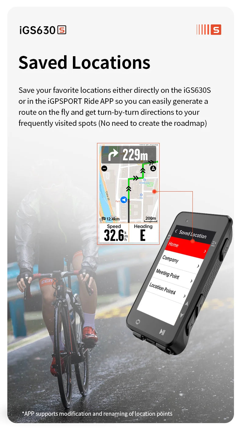 iGPSPORT iGS630S GPS Bike Computer Global Map Navigation Support Yaw planning Smart Climb Planning Indoor Bike Training