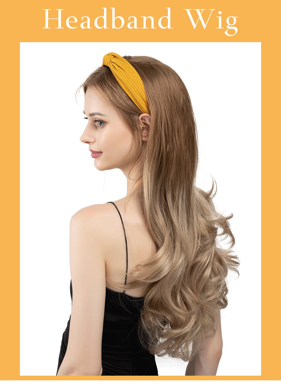 Synthetic Headband wigs Long Curly Wavy Hair Extensions Ombre Brown Black Blonde Half Wig For Women Daily Cosplay
