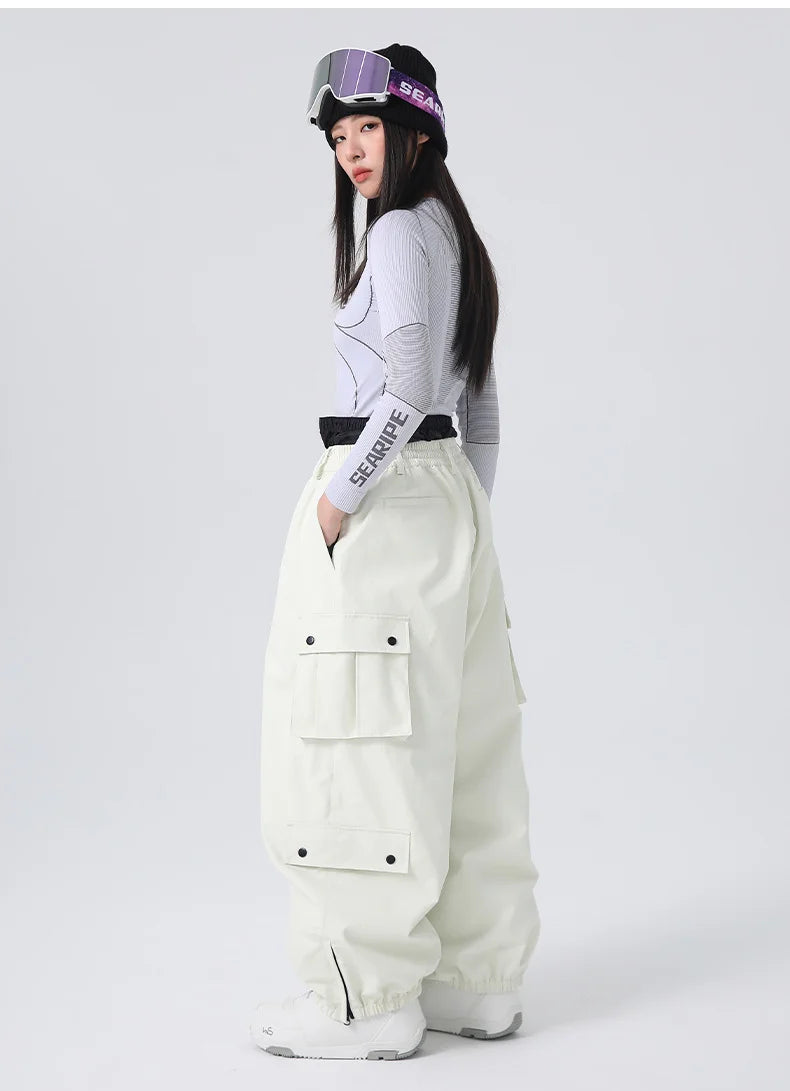2026 Searipe Workwear Ski Pants Women's New Style Single Board Loose Snow Pants Waterproof and Cold Proof Men's 3L Snow Suit