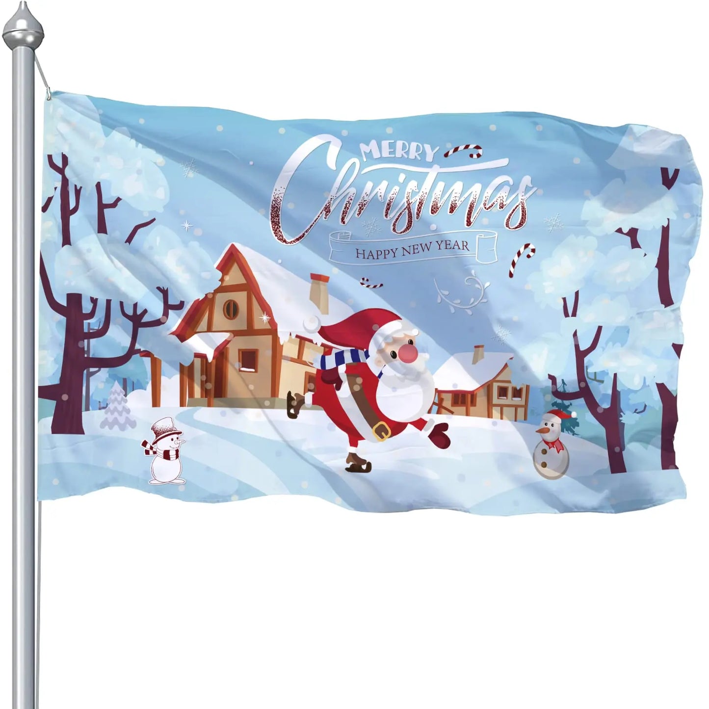 Winter Snowman Merry Christmas Tree Garden Flag Snow Snowflake Santa New Year Seasonal Garden Flag Yard Funny Outdoor Decoration