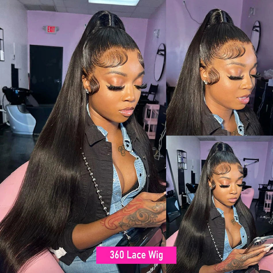 360 HD Transparent Lace Frontal Wigs Pre Plucked Brazilian Bone Straight 13x4 13x6 Lace Front Human Hair Wigs For Black Women