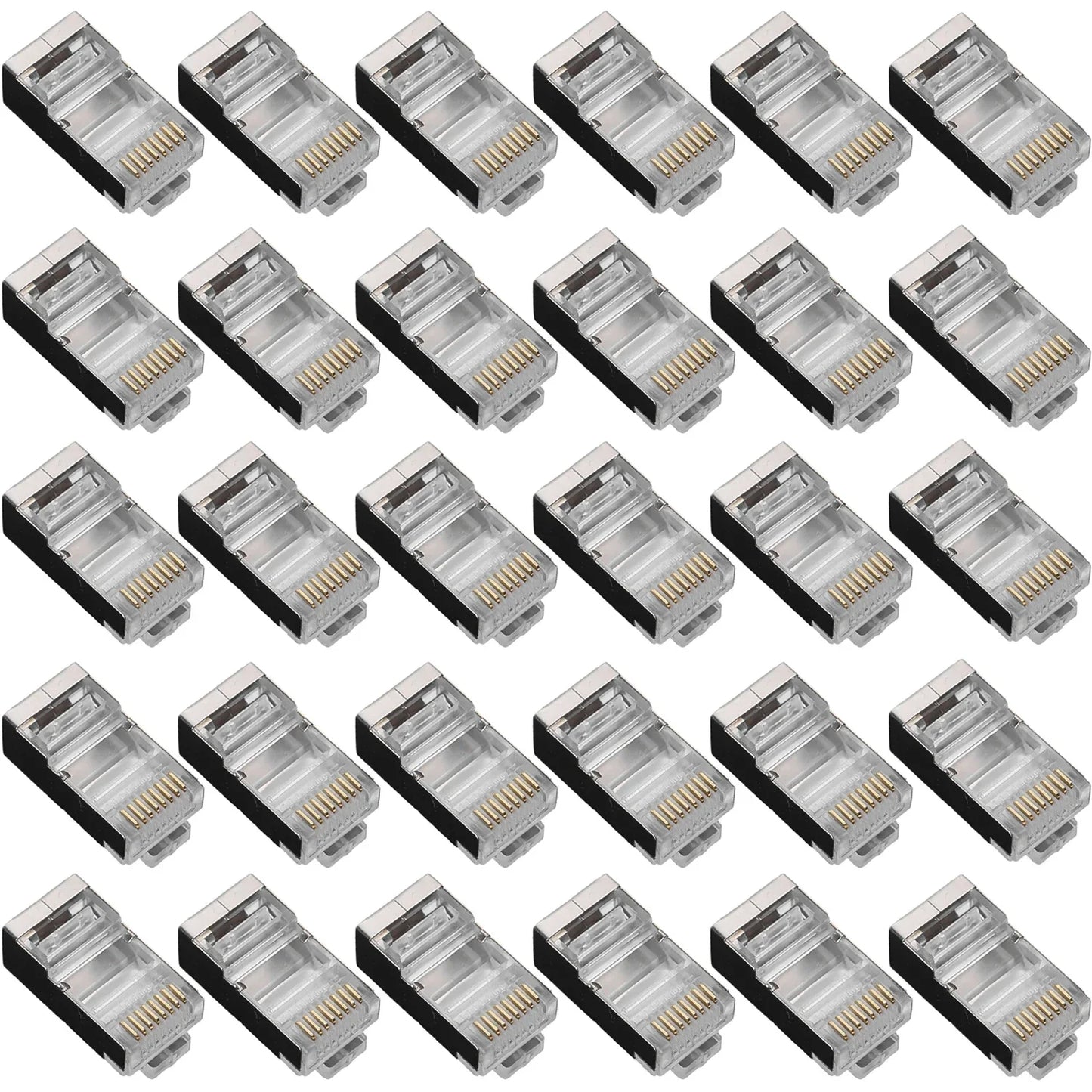 RJ45 Connectors Pass Through CAT6 CAT5 Shielded Crystal Head Gold Plated 8P8C Ethernet Modular Plugs Cable Crimp Connectors
