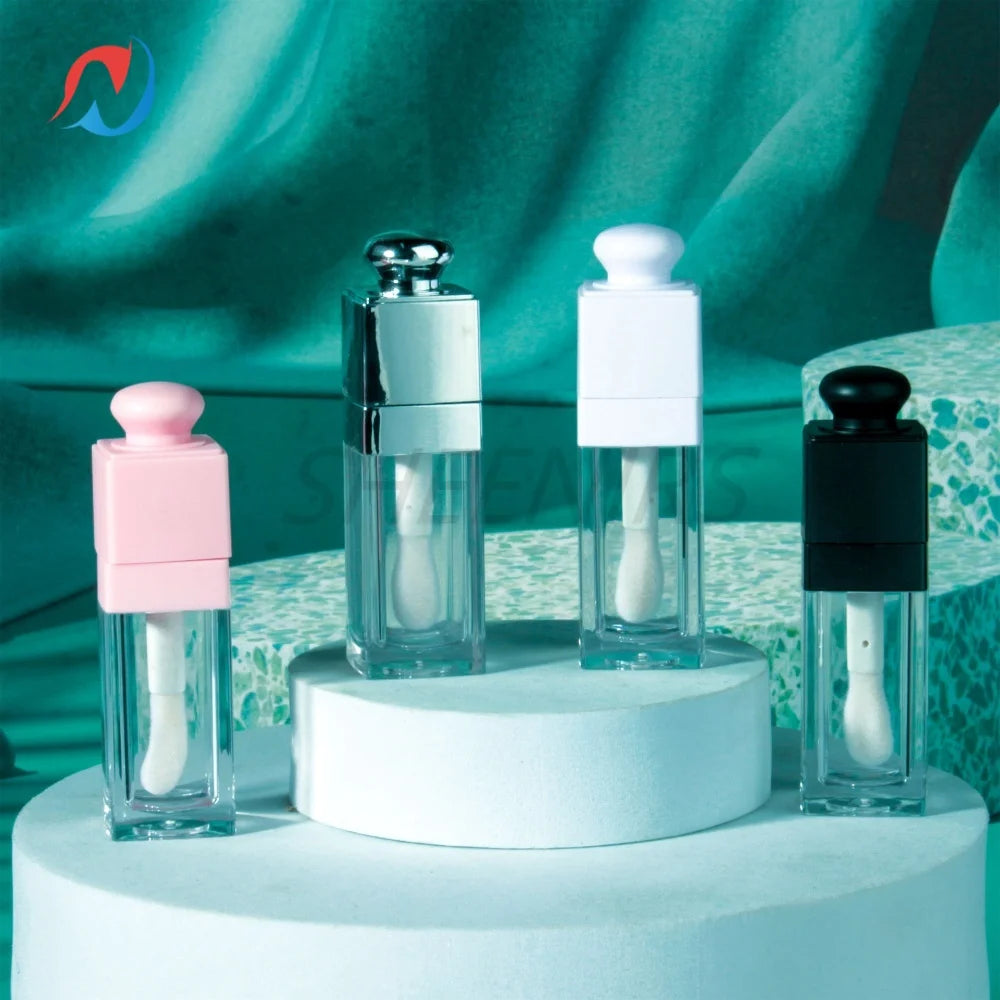 24pcs Empty 8ML Square clear Lip Gloss Tube big doe foot wand lipstick for Lip oil tint bottles container Lip Balm Tube