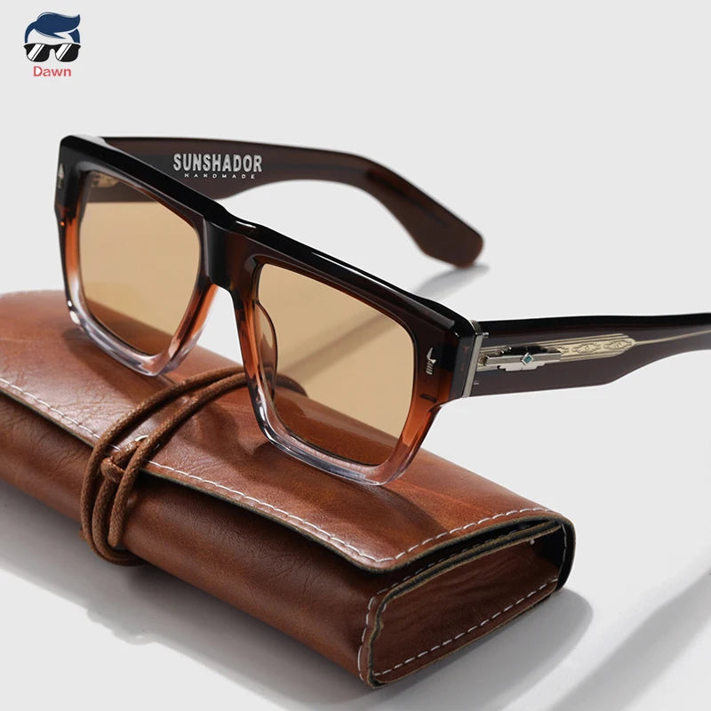 Pure Handmade Top Quality Fashion Square Acetate Luxury Sunglasses Men Women Personalized Designer Outdoor UV400  Sunglasses