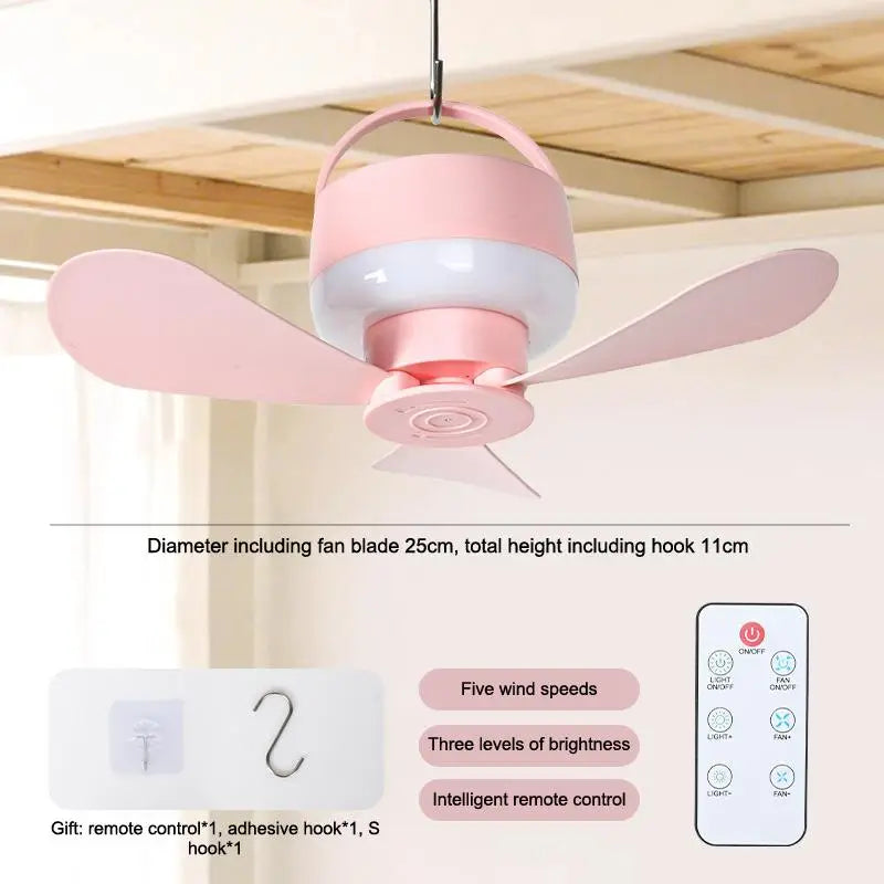 ventilateur de plafond USB Rechargeable Ceiling Fan With Light Remote Control Portable Small Fan Lamp Ceiling Fans For Bedroom