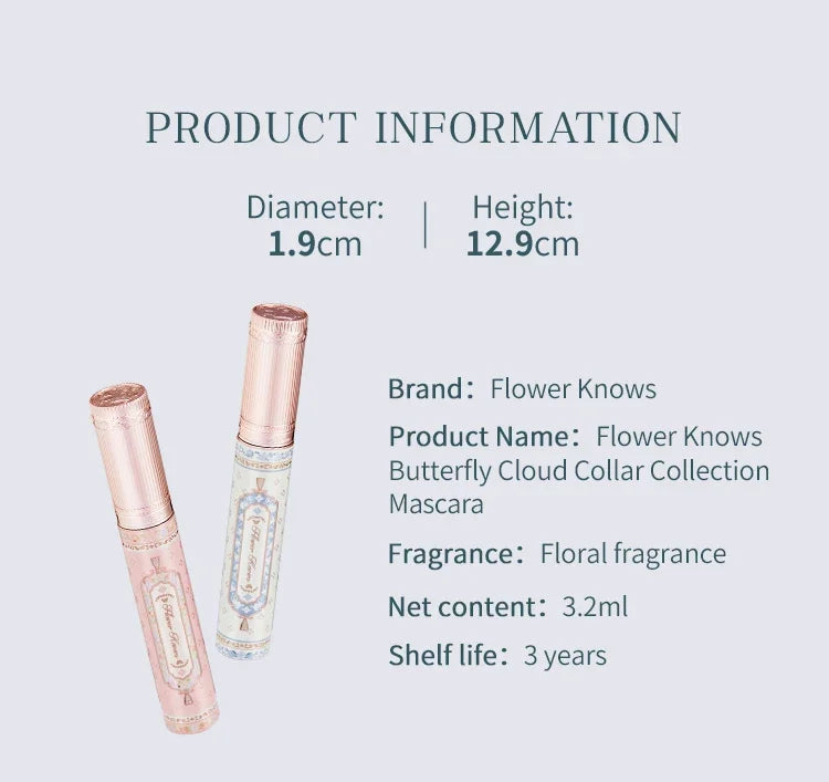 Flower Knows Mascara Eyeliner Butterfly Cloud Collection Long-lasting Waterproof Lash-Lengthening Non-Smudge Fine Natural
