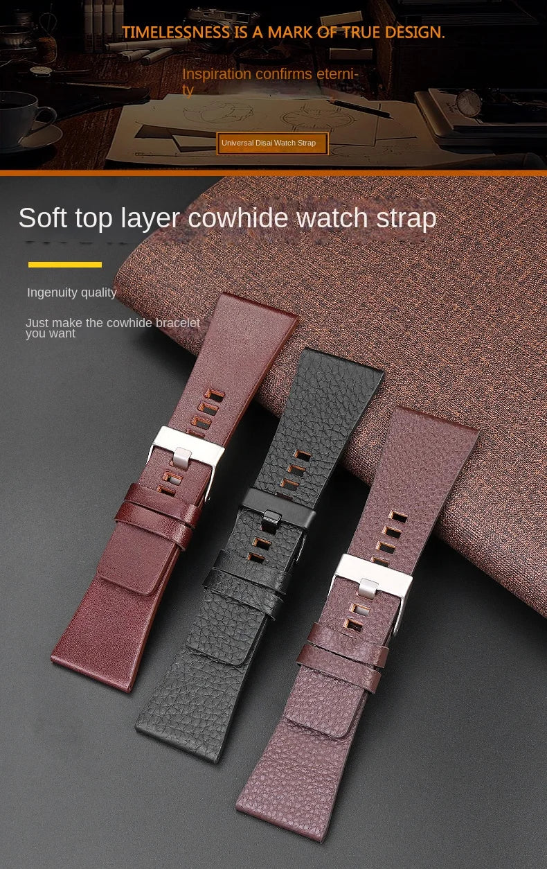 22/24/26/28/30/32mm For diesel Genuine Leather Strap Bracelet DZ7311 DZ7332 DZ7314 DZ1405 DZ4323 Watch Band Man's Black Brown