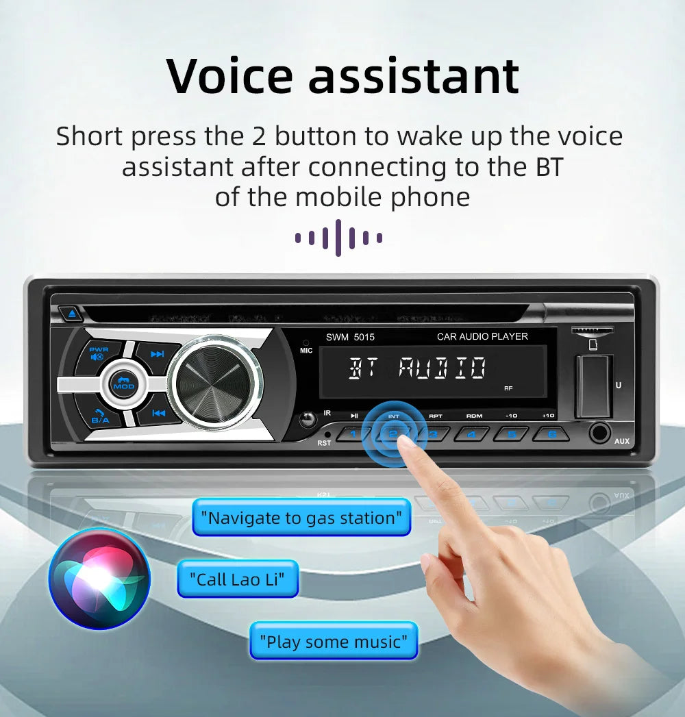 BQCC 1 Din Universal Car DVD/CD/VCD Player AI Voice BT USB TF AUX Input RDS Radio Locate a car Wiring protection EQ Car Stereo