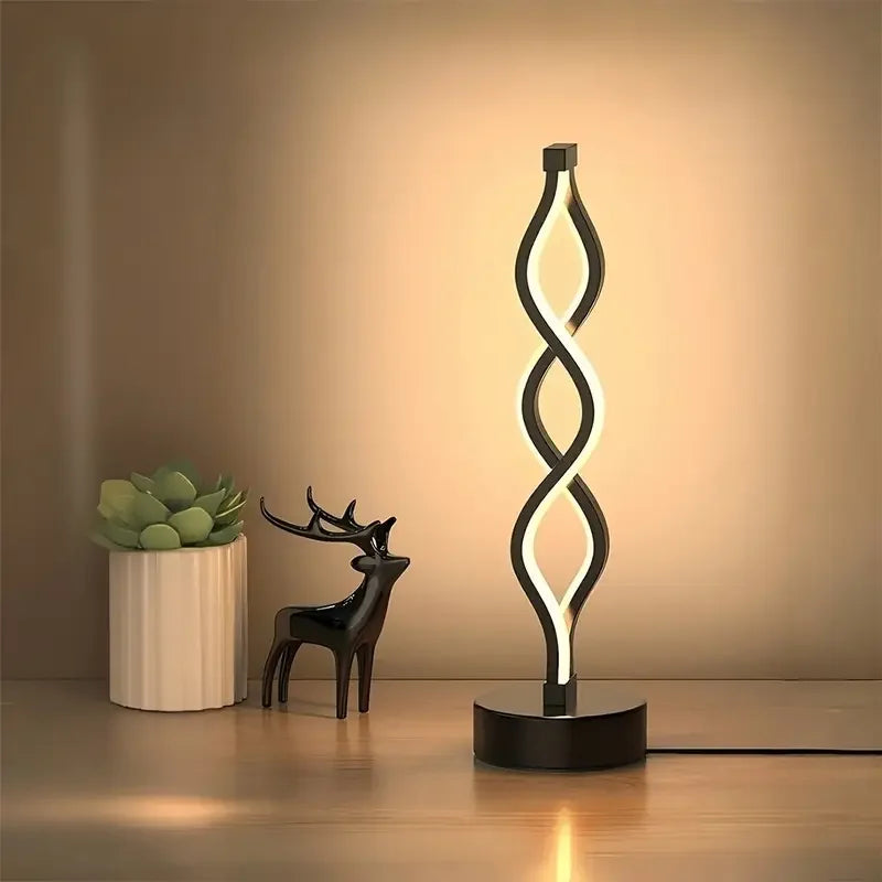 Elegant Spiral Seaweed Desk Lamp Modern Nordic Style USB Powered Adjustable Brightness Suitable for Bedroom and Living Room
