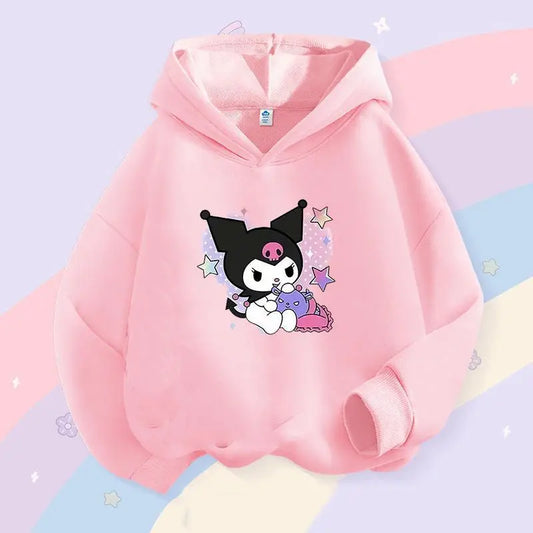 Sanrio Children's Hoodie, Children's Hoodie, Girls' Kuromi Cute Autumn and Winter Warm Children's Hoodie