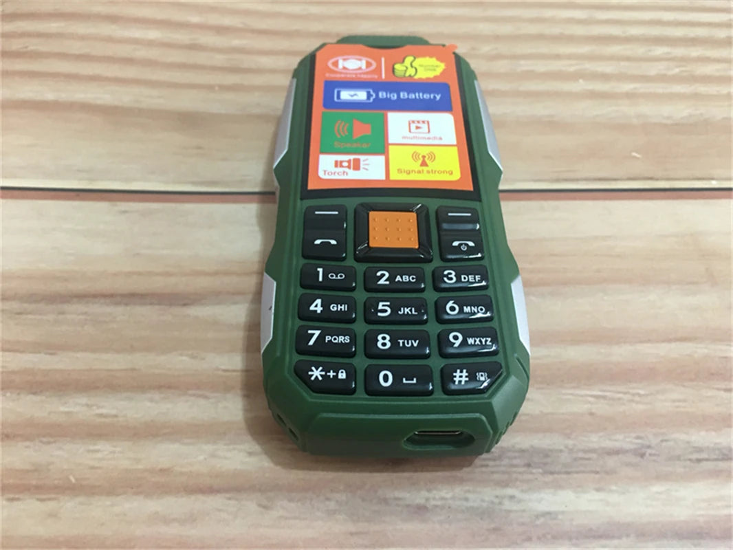 Mini Rugged Mobile Phone, 1.8", Push Button,Dual Sim, BT,Dual Flashlight, MP3,Wireless FM,BigHorn Dustproof Shockproof CellPhone