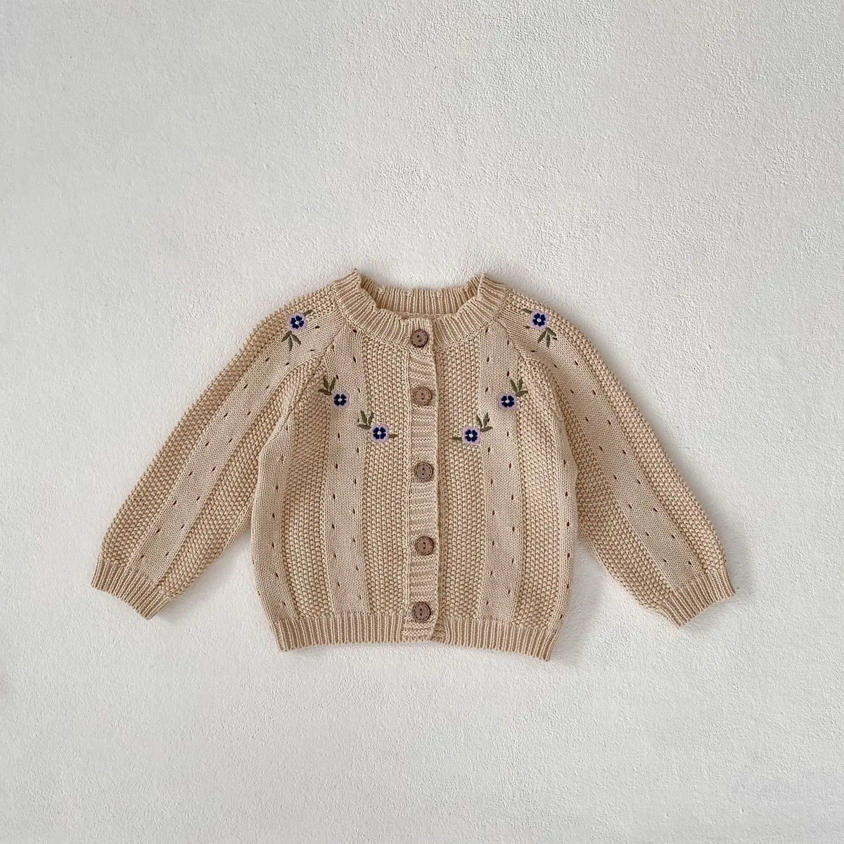 Autumn Sweater for Baby Girls, Embroidered Hollow Knitted Jacket + Optional 2-Piece Set of Khai
